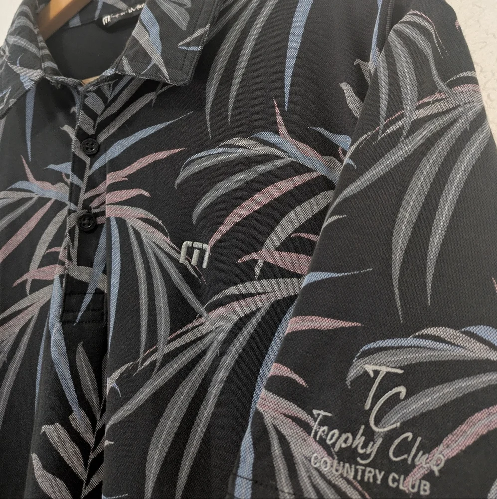 Travis Mathew Pima Cotton Blend Black Tropical Print Golf Polo - Picture 4 of 8